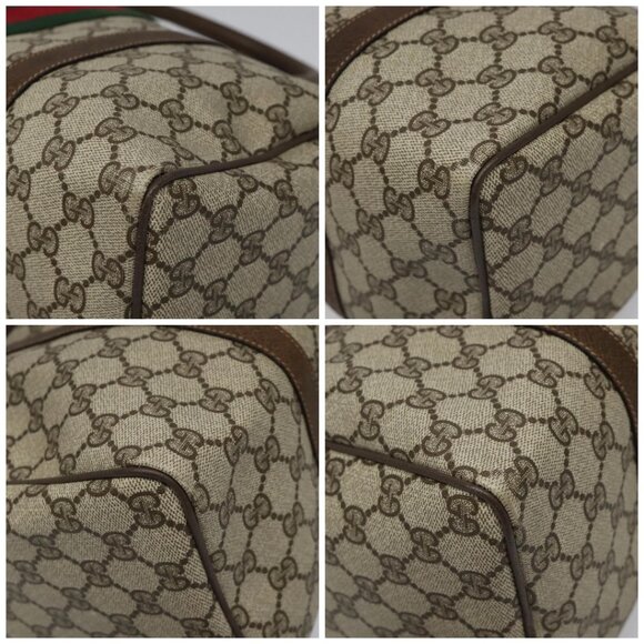 GUCCI GG Supreme Web Sherry Line Boston Bag PVC Beige Red - Picture 16 of 16